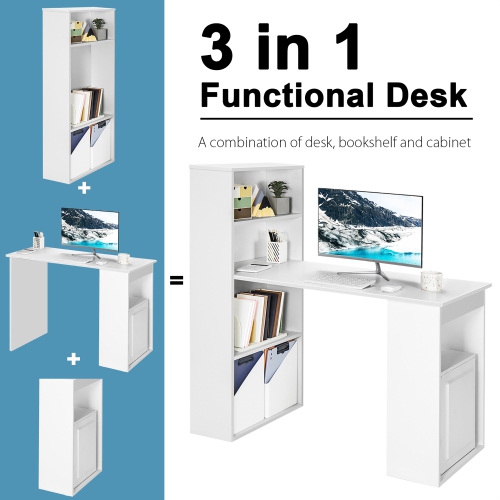 Costway Computer Desk Writing Workstation Office w/6-Tier Storage Shelves