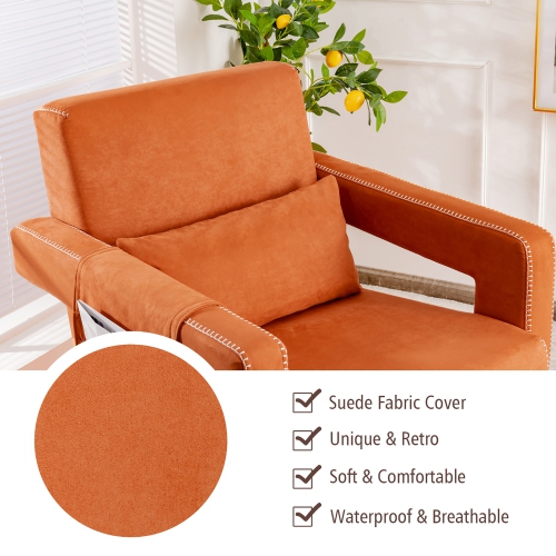 Costway Modern Berber Fleece Single Sofa Chair w/ Ottoman & Waist Pillow