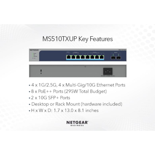 Netgear Ultra60 8-Port Multi-Gigabit PoE++ Compliant Managed Switch with SFP+ -
