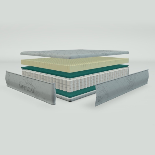 NSC Medical - Matelas lit 2 places hybride de 30,5 cm en latex et à ressorts ensachés