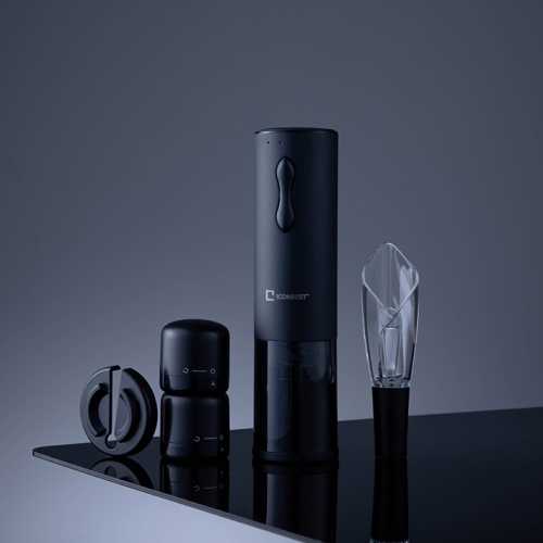Icon Best Coal Black Rechargeable Cordless Wine Opener set