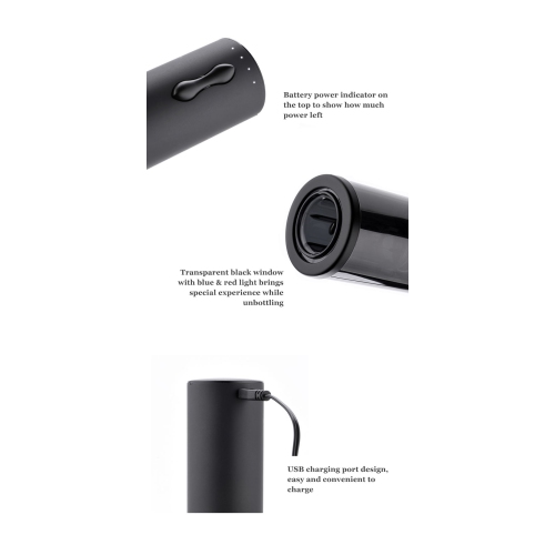 Icon Best Coal Black Rechargeable Cordless Wine Opener set