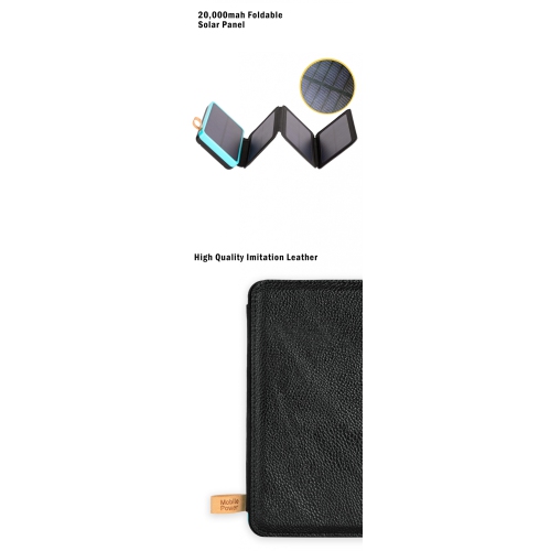 Icon Best Solar Charger, 20000mAh Solar Power Bank, 4 Solar Foldable Panels, Portable Charger for Outdoor, External Battery Pack with 3 Modes Camping