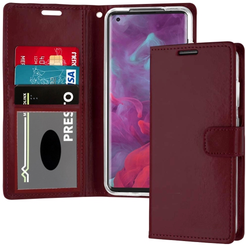 XCRS Leather Folio Premium Wallet for Motorola Moto Edge , PU Leather Pouch with Magnetic Card Slot and Wristband Lanyard with 360° Protection Case &