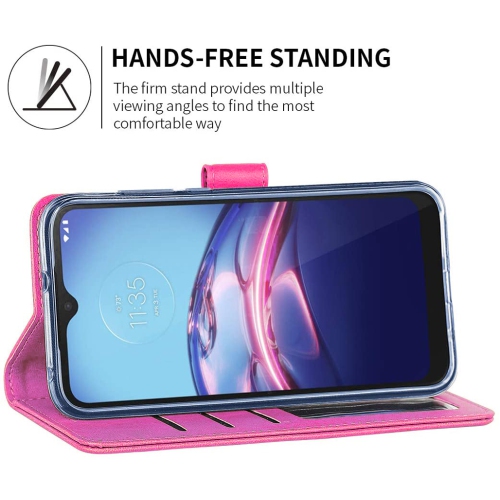 Leather Folio Premium Wallet for Motorola Moto Edge Phone, PU Leather Pouch with Magnetic Card Slot and Wristband Lanyard with 360° Protection Mobile