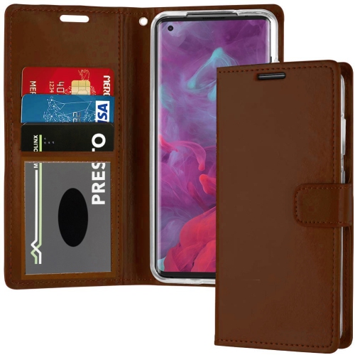 XCRS Leather Folio Premium Wallet for Motorola Moto Edge , PU Leather Pouch with Magnetic Card Slot and Wristband Lanyard with 360° Protection Case &