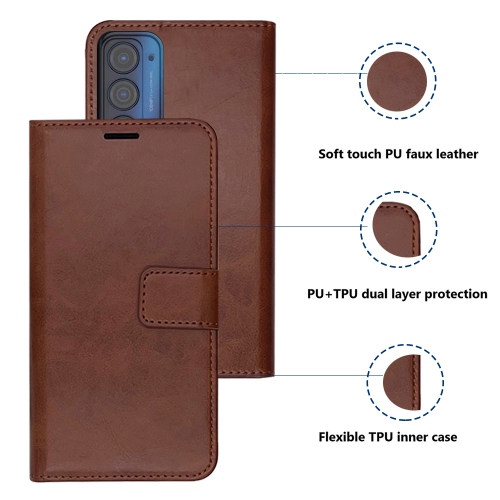 XCRS Leather Folio Premium Wallet for Motorola Moto Edge , PU Leather Pouch with Magnetic Card Slot and Wristband Lanyard with 360° Protection Case &