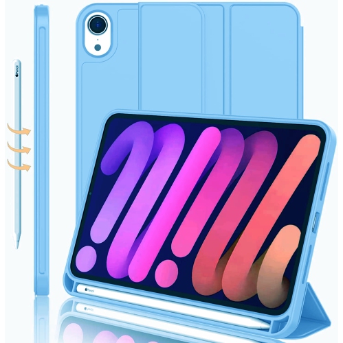 [CS] Étui-support magnétique mince avec support et porte-stylet pour iPad mini 6 7 6ᵉ 7ᵉ gén., bleu
