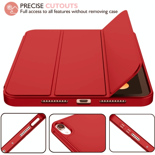 [CS] Slim Magnetic Smart Cover Stand Case & Pencil Holder for iPad Mini 6 7 6th 7th Gen., Red