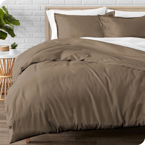 BARE HOME  Flannel Duvet Cover And Sham Set - 100% Cotton, Velvety Soft Heavyweight, Double Brushed Flannel (King/california King, Taupe)