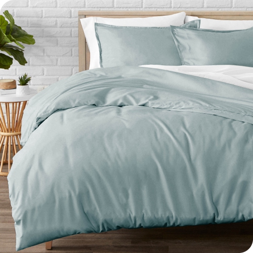 BARE HOME  Flannel Duvet Cover And Sham Set - 100% Cotton, Velvety Soft Heavyweight, Double Brushed Flannel (Twin/twin Xl, Light Blue)