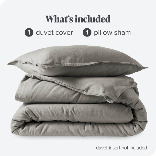 Bare Home Flannel Duvet Cover and Sham Set - 100% Cotton, Velvety Soft Heavyweight, Double Brushed Flannel