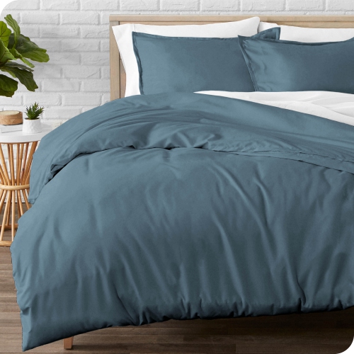 BARE HOME  Flannel Duvet Cover And Sham Set - 100% Cotton, Velvety Soft Heavyweight, Double Brushed Flannel (Twin/twin Xl, Coronet Blue)