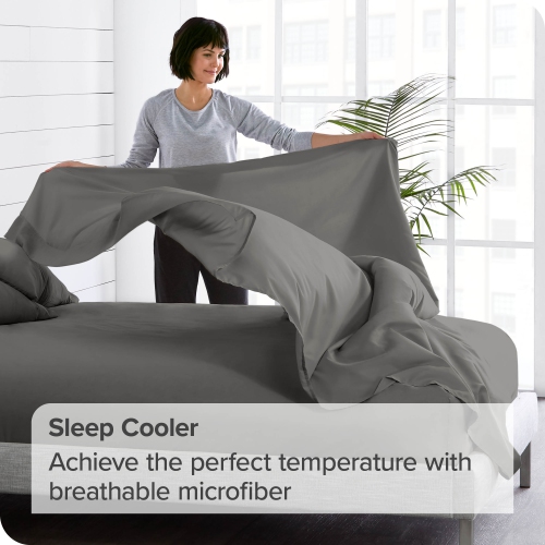 Drap plat de la collection de draps en microfibre ultradouce 1800 de Bare Home - double brossé, hypoallergénique, résistant aux plis, facile