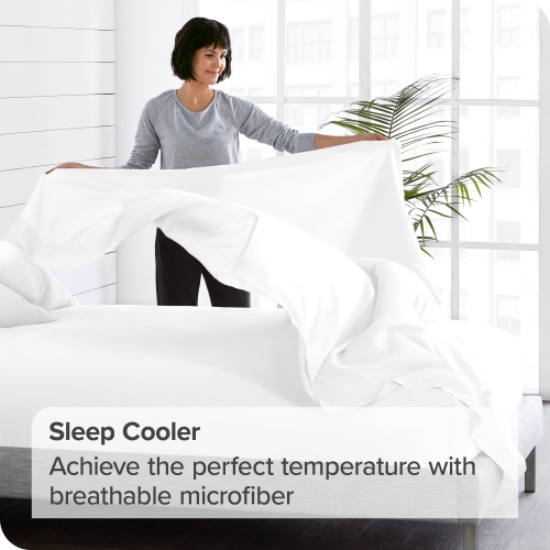 Drap plat de la collection de draps en microfibre ultradouce 1800 de Bare Home - double brossé, hypoallergénique, résistant aux plis, facile