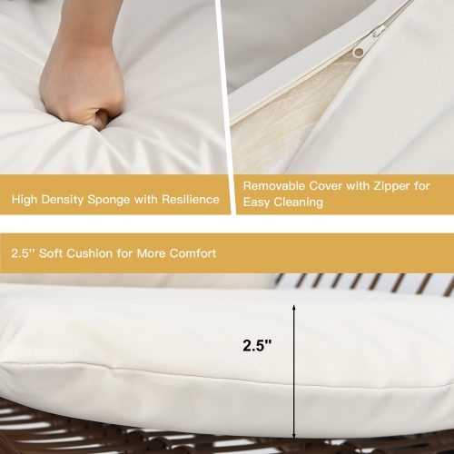 Costway 3PCS Patio Rattan Bistro Set Cushioned Chair Glass Table Deck