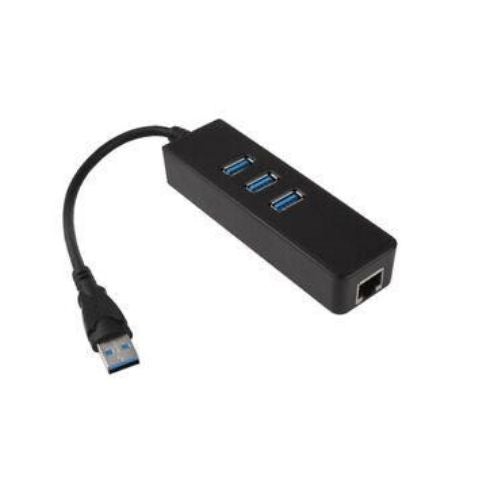 Black 1000M 3 Port Hub USB 3.0 To RJ45 Gigabit Lan Network