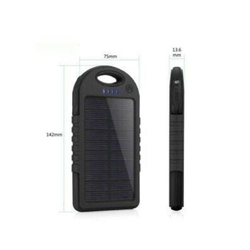Portable External 5000mAh Waterproof Solar Charger Dual USB Battery Power Bank