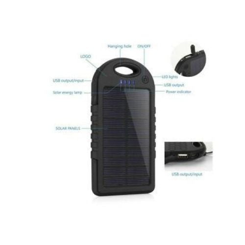 Portable External 5000mAh Waterproof Solar Charger Dual USB Battery Power Bank