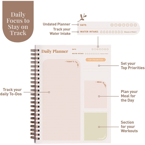 Rileys To Do List Spiral Notebook, Undated Daily Planner - 8 x 6 - Inches, Task Checklist Planner Time Management, Notebook The Perfect Journal And