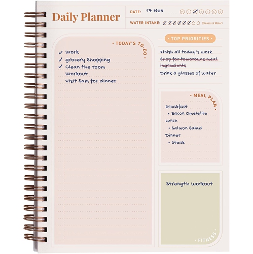 Rileys To Do List Spiral Notebook, Undated Daily Planner - 8 x 6 - Inches, Task Checklist Planner Time Management, Notebook The Perfect Journal And