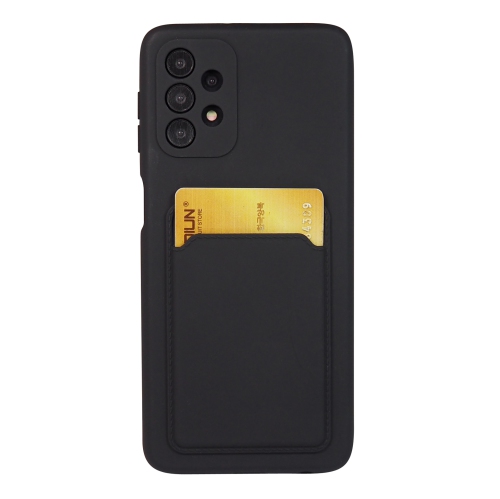 Exian Case for Galaxy A32 5G TPU Matte with Card Holder Black