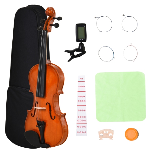 Soozier 4/4 Violin Maple Wood Full Set of Accessories Storage Box, Orange