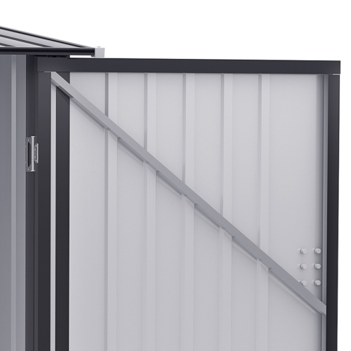 Outsunny 3' x 3' Lean-to Garden Storage Shed, Outdoor Galvanized Steel Tool House with Lockable Door for Patio, Backyard Lawn, Dark Grey