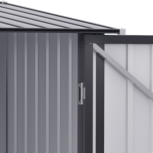 Outsunny 3' x 3' Lean-to Garden Storage Shed, Outdoor Galvanized Steel Tool House with Lockable Door for Patio, Backyard Lawn, Dark Grey