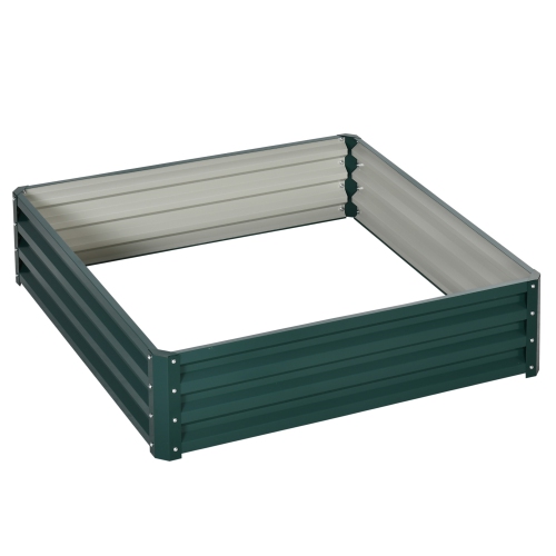 Jardinière surélevée en acier galvanisé de 4 x 4 x 1 pi Outsunny pour légumes, fleurs, herbes, vert