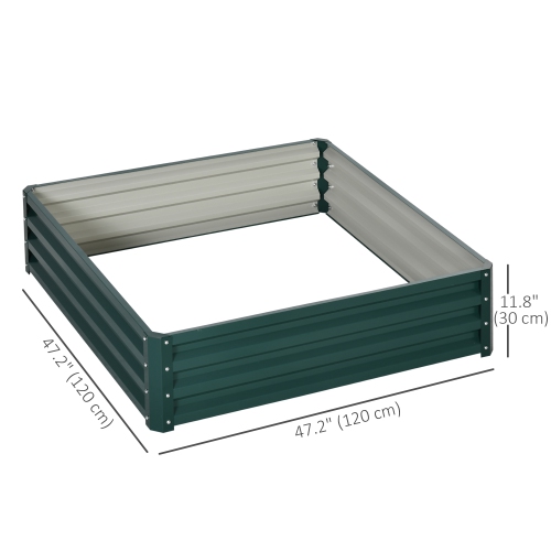 Jardinière surélevée en acier galvanisé de 4 x 4 x 1 pi Outsunny pour légumes, fleurs, herbes, vert