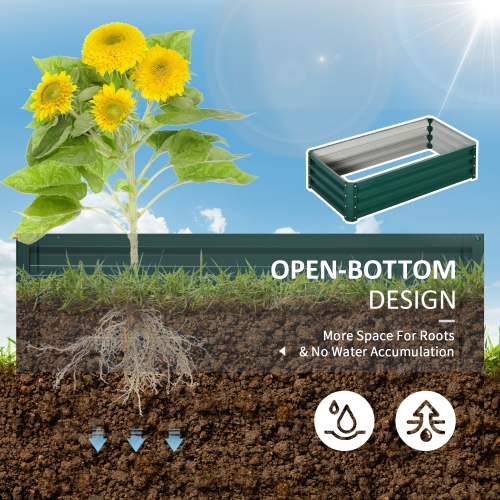 Outsunny 4' x 2' x 1' Raised Garden Bed, Galvanized Steel Planter Box for Vegetables, Flowers, Herbs, Green