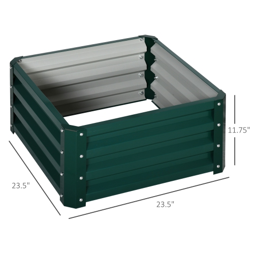 Outsunny 2' x 2' x 1' 2-Pieces Raised Garden Bed with Galvanised Steel Frame for Vegetables, Flowers, Herbs, Green