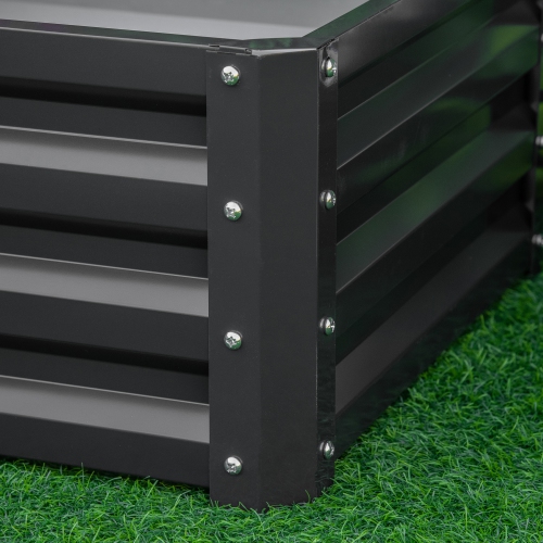Outsunny 2' x 2' x 1' 2-Pieces Raised Garden Bed with Galvanised Steel Frame for Vegetables, Flowers, Herbs, Grey