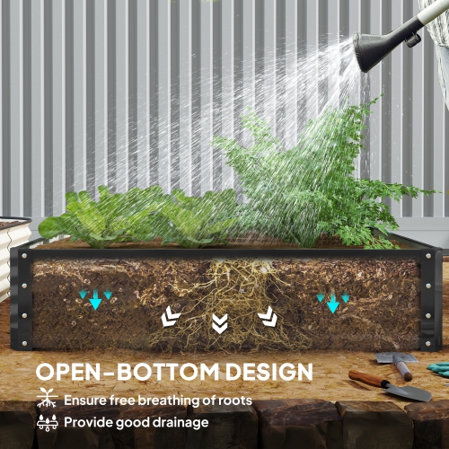 Jardinière en acier galvanisé Outsunny pour légumes, fleurs, herbes, gris, 4 x 4 x 1 pi