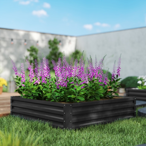 Jardinière en acier galvanisé Outsunny pour légumes, fleurs, herbes, gris, 4 x 4 x 1 pi