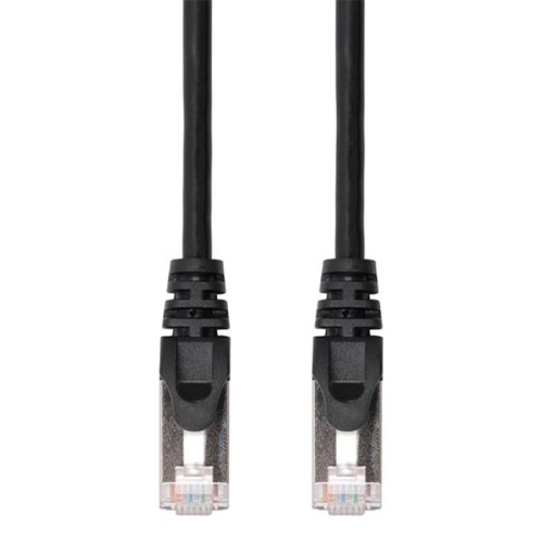 TechCraft - FTP Network Cable with Metal Connectors CAT8, Ultra-thin, Shielded, 0.5 Feet Length, Black