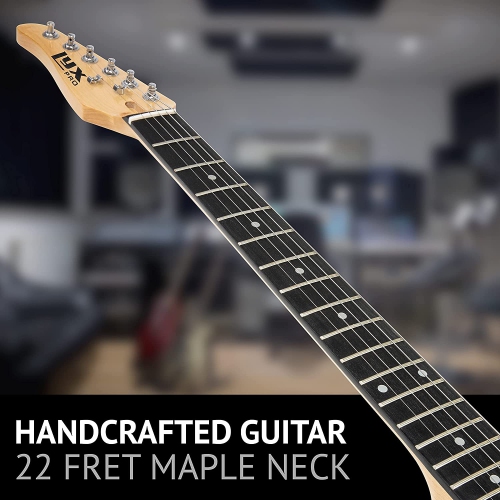 LyxPro 39” Electric Left Hand Guitar | Full-Size Paulownia Wood Body, 3-Ply Pickguard, C-Shape Neck, Ashtray Bridge, Quality Gear Tuners, 3-Way