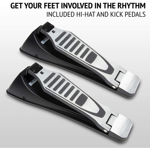 LyxJam 7-Piece Electronic Drum Kit, Professional Drum Set with Real Mesh Fabric, 209 Preloaded Sounds, 50 Play-Along Songs, Recording Capability,