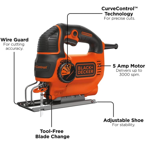BDEJS600C Smart Select Jig Saw, 5.0-Amp