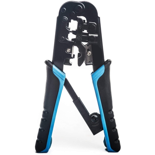 (TM) RJ45 and RJ12, RJ11 Crimping Tool - Network ratcheting Wire Crimper, Cutter, Strifor cat5, cat6 coaxial