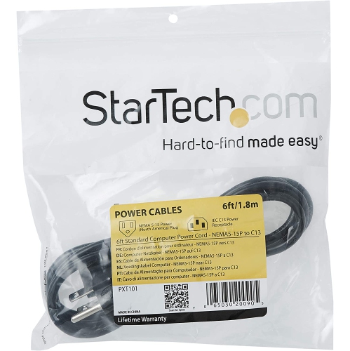 6ft Standard Computer Power Cord - 18 AWG Replacement IBM AC Power Cable