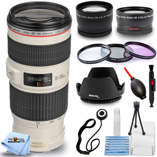 CANON  Ef 70-200MM F/4L Is Usm Lens + Telephoto And Wide Angle Lenses Bundle