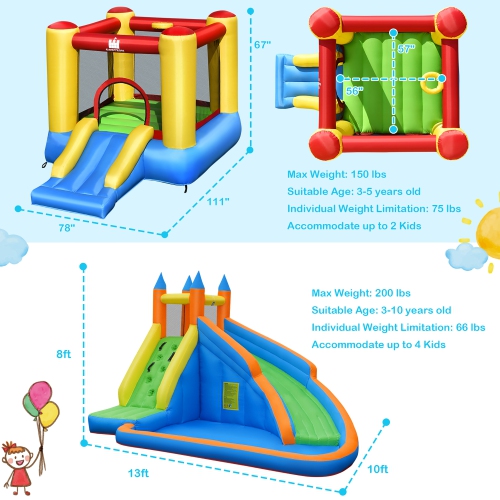 Costway Inflatable Slide Bouncer Jumper Bounce House & Water Slide with 480W Blower