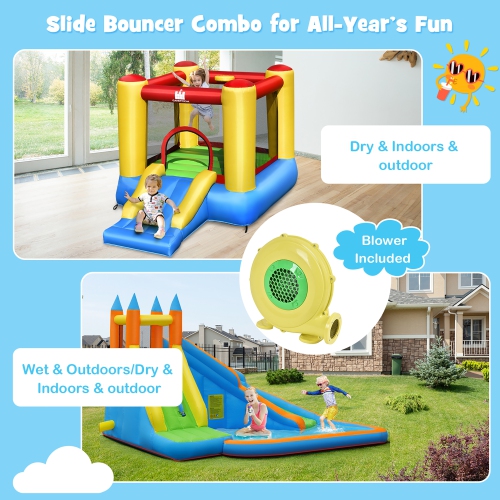 Costway Inflatable Slide Bouncer Jumper Bounce House & Water Slide with 480W Blower