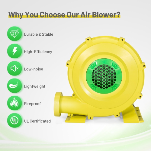 Costway Inflatable Bounce House Blower 1100W 1.5HP Air Pump Commercial Castle Slide Fan