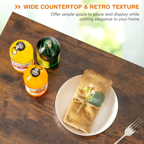 Costway Kitchen Bar Cart Serving Trolley on Wheels w/ Wine Rack Glass Holder