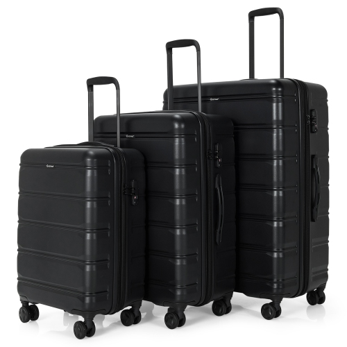 Costway 3 Piece Hardshell Luggage Set Ex pandable Suitcase w/ TSA Lock & Spinner Wheels
