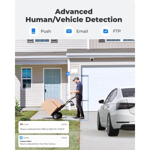 Reolink 5MP Outdoor POE Security Camera, IR Night Vision, Upgraded Smart Human/Vehicle Detection, Audio Record, IP66 Waterproof, Support Google