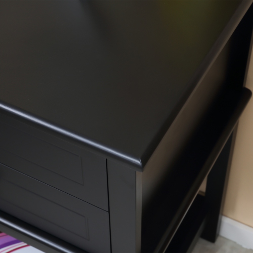 HOMCOM Modern Nightstand, Accent End Side Table with 2 Drawers and Storage Shelf, Bedside Table for Bedroom, Black